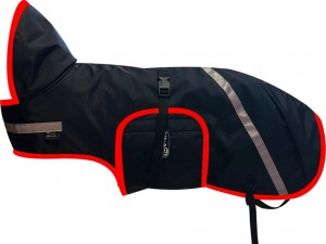 Zimní vesta S BAR.LEMEM - Zimní vesty pro psy - Černé s barevným lemem